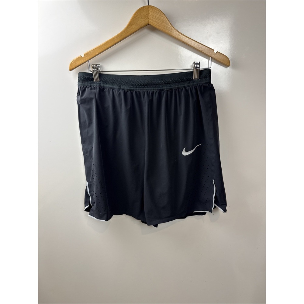 Nike Aeroswift 852317-010 Black Polyester Running Shorts Mens Large 7"mesh Fit T